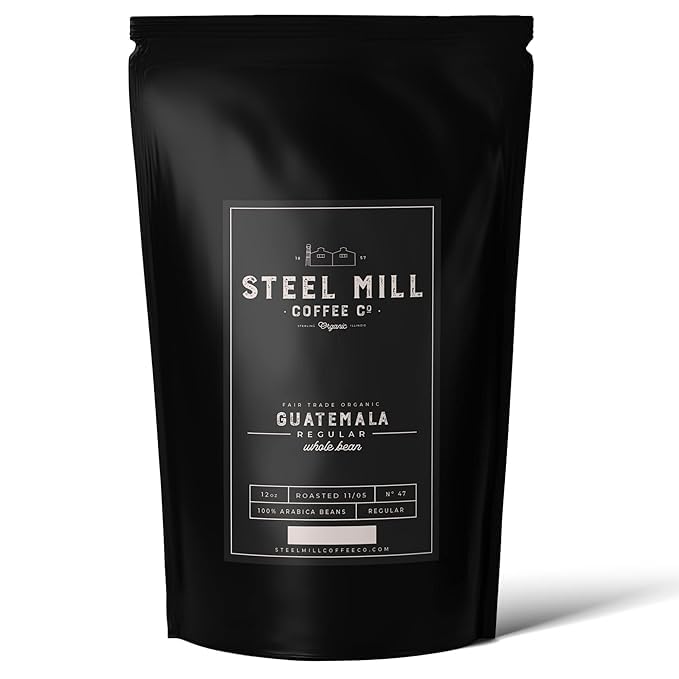 Steel Mill Coffee Co. | Guatemalan Fair Trade Organic Coffee | 2 LB Bag | Whole Bean | Medium Roast | Grown in Central America | 100% Arabica Beans | Organic, Fair Trade