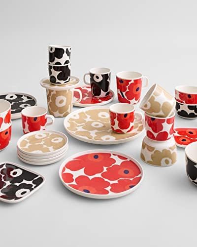 MARIMEKKO Oiva Unikko Stoneware Coffee Mug— Refine Your Kitchen Décor with Our Iconic White & Black Mugs — Stylish Porcelain Coffee Mugs to Elevate Your Drinking Experience (8oz)
