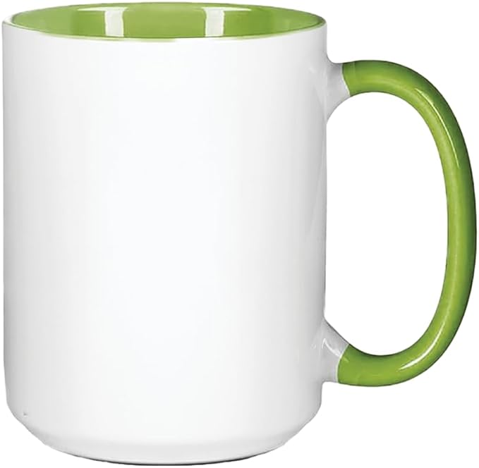 15oz Light Green Sublimation Mugs – Blank Ceramic Cups for Heat Transfer Printing – Set of 24 Bulk Mugs for Custom Crafting, Customizable Drinkware