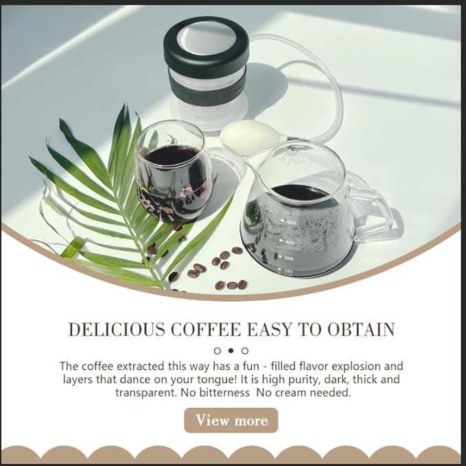 Air Pressure Coffee Maker, Manual Espresso Brewer No Electricity, Portable Handheld Coffee Maker for Home, Office & Travel, 0.3L Glass Pot