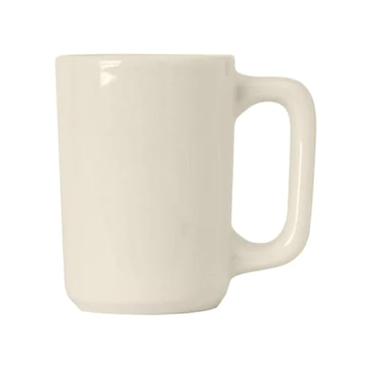 Tuxton China BEM-1007 Texan Mug, 10 oz., 3-1/4" dia. x 4-1/2"H, microwave & dishwasher safe, oven proof, fully vitrified, lead-free, ceramic, DuraTux, Eggshell, Pack of 12