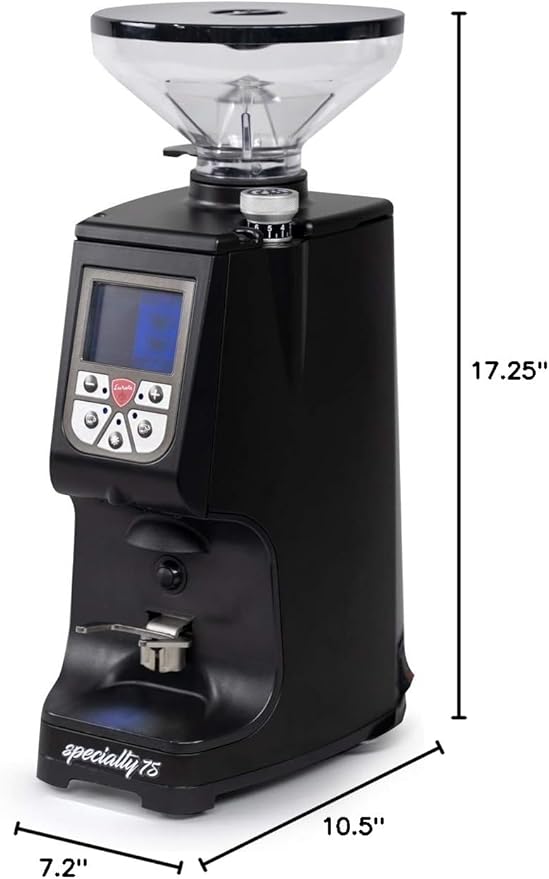 Eureka Atom Specialty 75 Commercial Espresso Grinder - Short Hopper | 75mm Flat Burrs | Silent Technology | Timed Dosing | Stepless | (Black)
