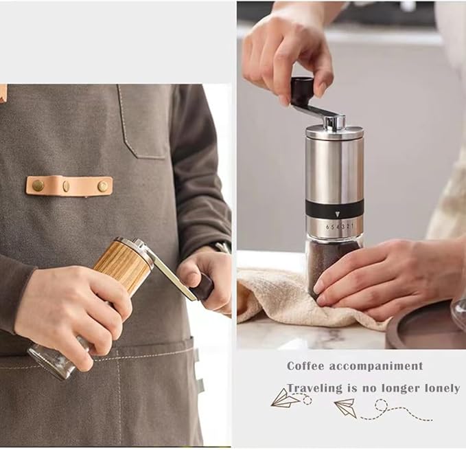 Manual Coffee Grinder-Stainless Steel Hand Coffee Grinder with Adjustable Dragon Tooth Conical Burr, No-Power, Portable Espresso Grinder for Home, Office, Camping or Travel
