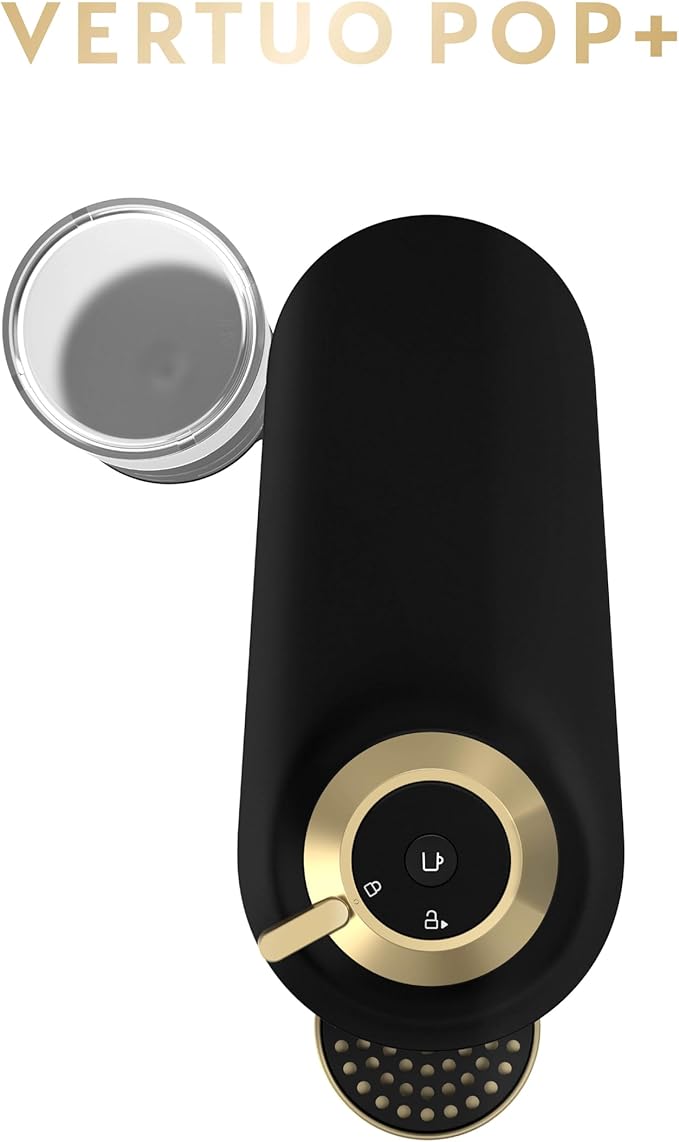Nespresso Festive Vertuo Pop+ Coffee and Espresso Maker by Breville, Matte Black Gold
