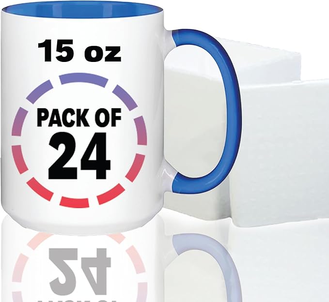 15oz Light Blue Sublimation Blank Coffee Mugs Sublimation Blank Coffee Mug Ceramic Mug Cup 15oz Coffee Mug 24 Case Sublimation Mugs Blank Bulk Set of 24 Coffee Mugs for Customization Light Blue Bulk