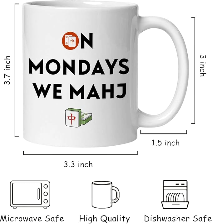 Mah Jong Gifts Mug, Mahjong Gifts for Women Coffee Cup Ceramic, Gift for Mah Jong Players Lovers, Mahjong Tiles Accessories Ceramic Coffee Tea Mug 11 oz