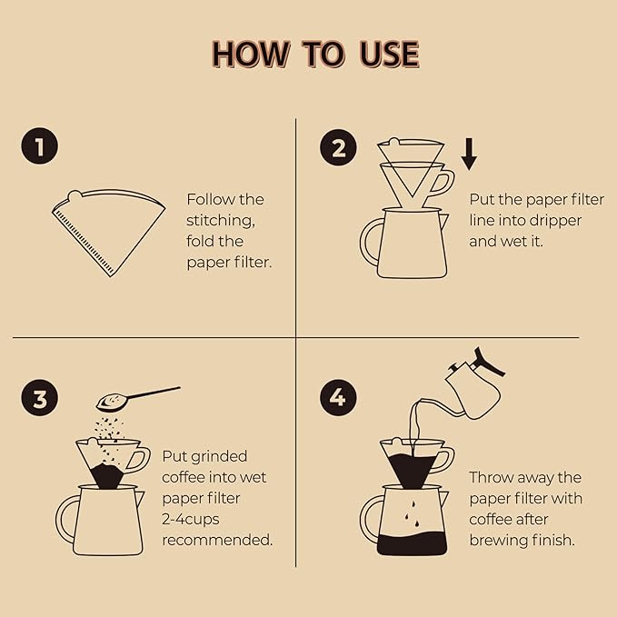 PakTalk Coffee Filters V60 Coffee Filter Size 02 Cone Coffee Filters 2-4 Cups for Pour Over and Drip Coffee Maker(Natural Brown, 100 Count)