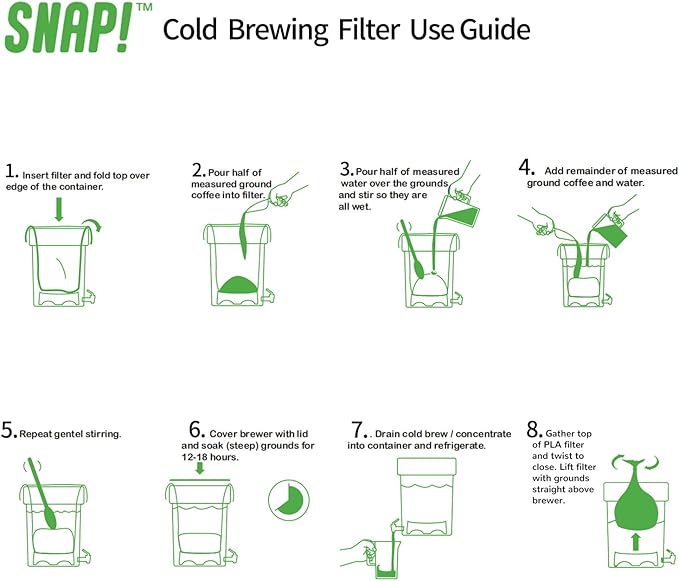 SNAP! Cold Brew Commercial PLA Filter - 50 Count,Disposable Fine Mesh Brewing Bags Commercial Coffee Filters 17''x20'' Fits 5 Gallon Buckets Coffee Shop Restaurants, Natural White