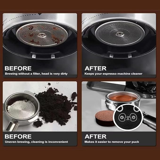51mm Espresso Puck Screen, 0.2mm Ultra Thin Espresso Puck, Metal Reusable Coffee Filter for 51mm Espresso Portafilter Basket with Titanium PVD Coating - 316 Stainless Steel(Panda)