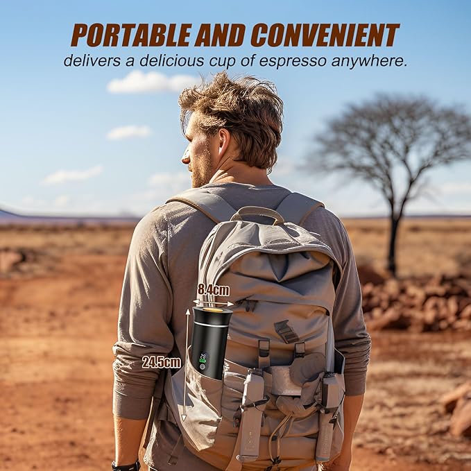 Portable Battery Espresso Coffee Maker for Travel, 20 bar Smart Display Mini Car Espresso Machines, 3-in-1 Self-Heating Electric Espresso Maker, USB-C Ground Coffee & Capsule Pod(Ns&DG) RV, Hiking