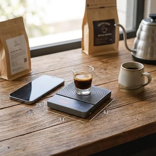 Sensitive Coffee Scale with Timer – 2kg/0.1g High Accuracy Small Espresso Scale for Barista Tools - Waterproof, Pour Over, and Drip Coffee – Precision Espresso Scale with Timer