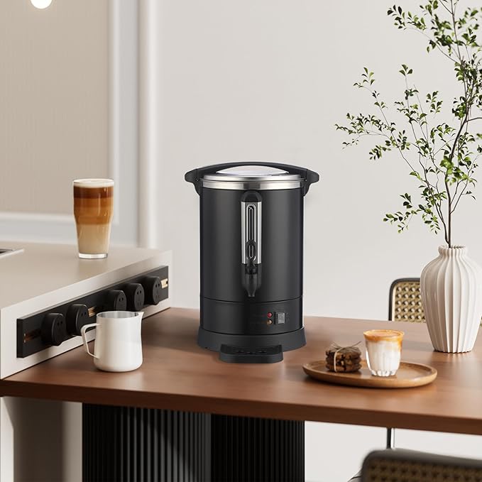 TROPOW 12 L/80 Cups Coffee Urn-3.2 gal Double Wall Commerical Coffee Maker for Buffet Catering Wedding Gathering,Large Capacity Hot Coffee Dispenser,Stainless Steel Hot Water Urn-Black