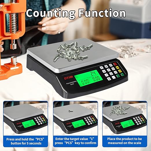KNSWE Large Kitchen Scale Black 40KG/88LB Commercial Food Scales Digital Weight for Cooking Meat Baking Bread Price Computing 304 Stainless Steel with Parts Counting Deli Stores Tare Function