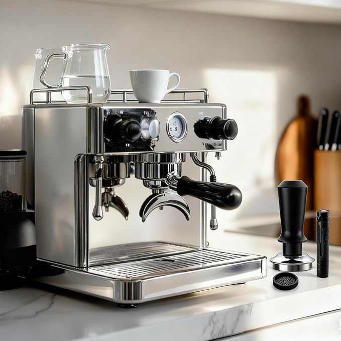 51mm Espresso Accessories Kit, includes a Coffee Tamper, Espresso WDT Tool, Magnetic Dosing Funnel and Round Silicone Pad, Espresso Coffee Tamper Set for Portafilter Barista Tools