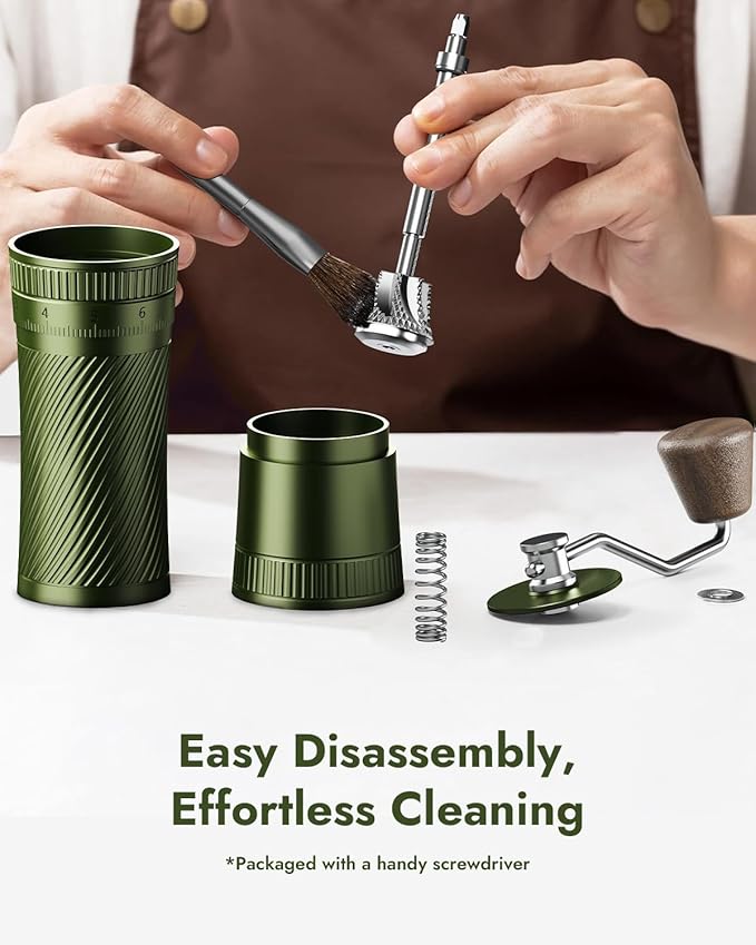 AeroGrind Manual Hand Coffee Grinder with DLC 440 Burrs, 38g Capacity Portable Coffee Bean Mill for Moka pot, French Press, Espresso, Pour Over