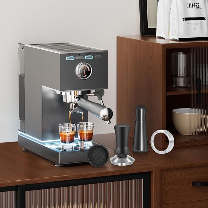 51mm Espresso Accessories Kit, Spring Loaded Calibrated Tamper, WDT Tool and Dosing Funnel Set Fits Delonghi 51 mm Espresso Coffee Machines and Portafilter