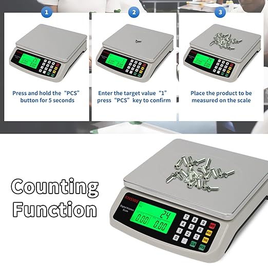 KNSWE Commercial Food Scale 40KG Large Digital Kitchen Scale Baking Cooking Bread Meat Weight Price Computing Scale Stainless Steel Parts and Coins Counting Scale for Deli Stores Tare Function