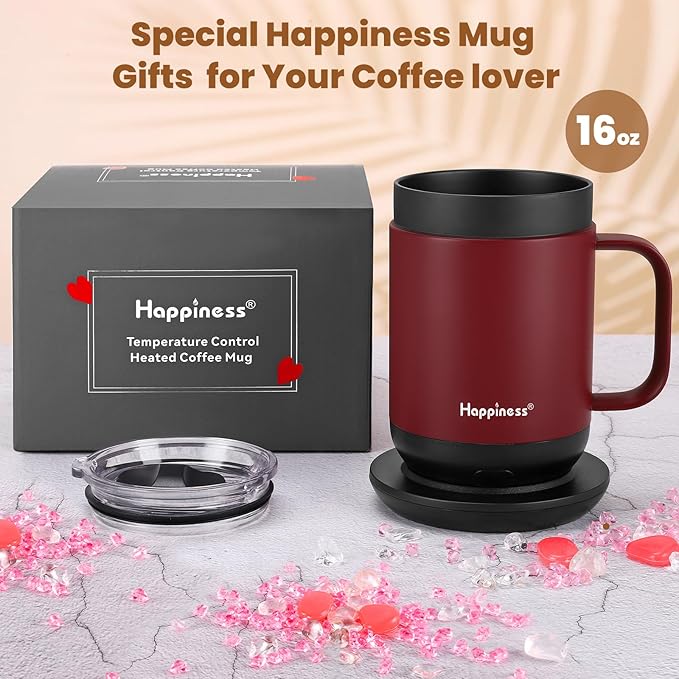 Smart Heated Coffee Mug,16oz Rechargeable Electric Self Heating Temperature Control Coffee Cup
