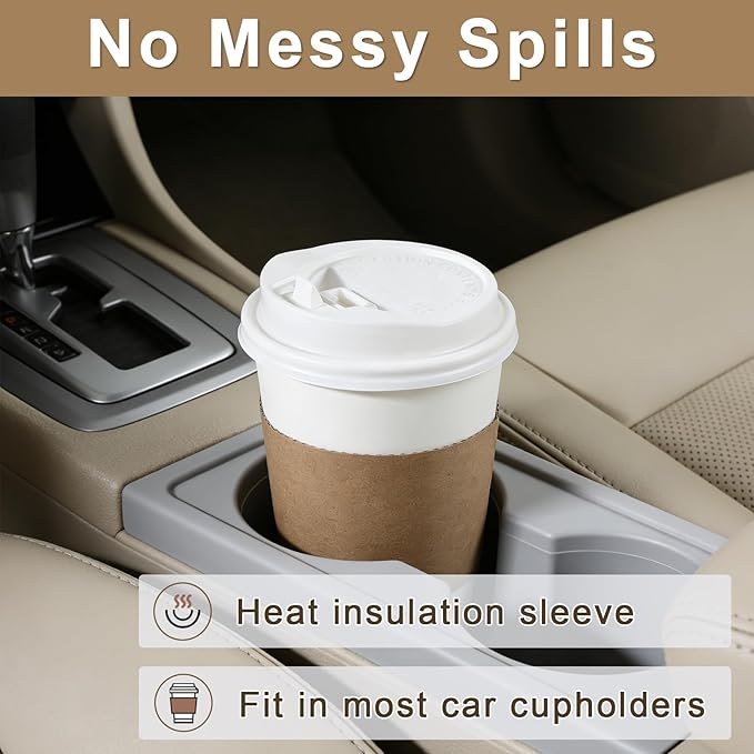 120 Pack 12 oz Paper Coffee Cups Set, Disposable White Coffee Cups with Lids, Sleeves and Stirring Sticks, Fit For Cold and Hot Drinks