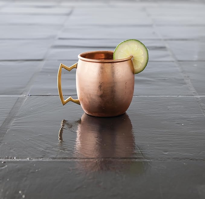 Twine Moscow Mule Mug for Mint Juleps, Tiki Cocktails, Solid Copper with Nickel Plating and Brass Handle, Copper Cups for Moscow Mules, 16 Oz, Set of 1