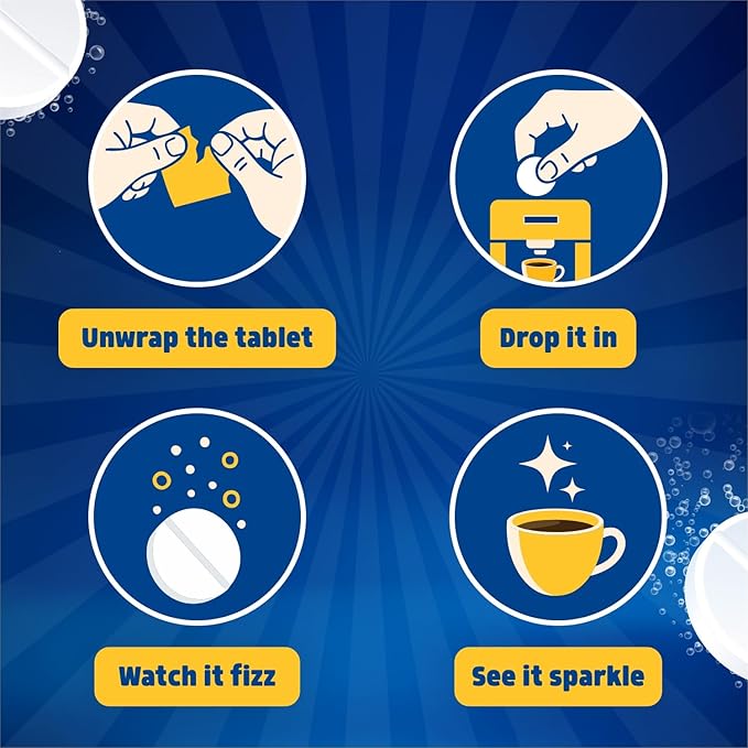 Coffee Maker Descaler - Easy to Use Coffee Machine Tablets Compatible with All Major Brands - Fast Acting Descaling Tablets Preserves Brew Flavor & Machine Longevity (24 Count)