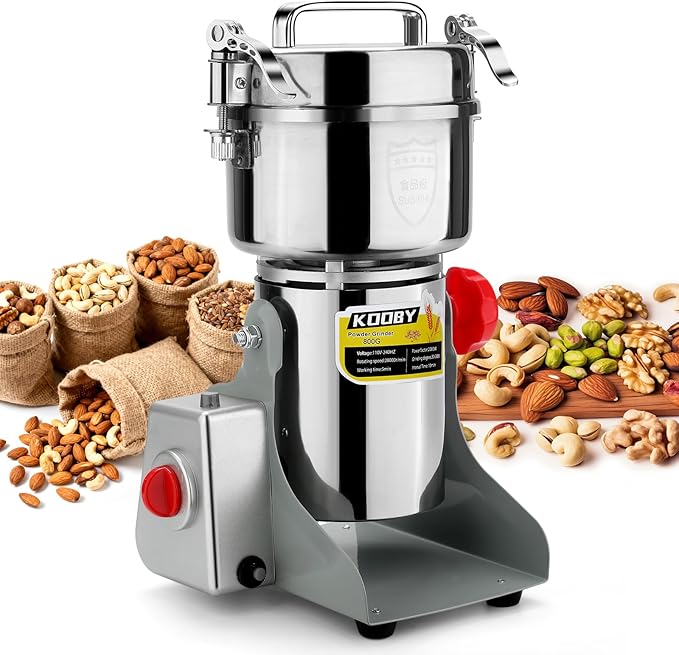 1000G Electric Grain Grinder Mill, 2200W Swing-Type 304 Dry Cereals Pulverizer Makes Dry Goods, Spices, Coffee, Pepper, Etc., Commercial 110V High-speed Superfine Machine (1000G Swing Type)