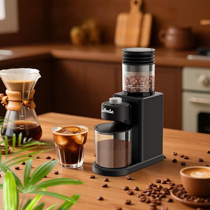 Wancle Conical Burr Coffee Grinder Electric - 200W Compact Automatic Coffee Bean Grinder with 25 Setting Adjustable, Low Noise Espresso Coffee Grinder,One-Touch Operation with Self-Cleaning Blower