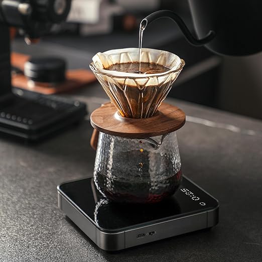 CUFEJORO Portable Coffee Scale,Digital Touch Espresso Scale with with Timer,2kg/0.1g High Precision,Rechargeable 1800mAh Battery Tempered Glass Mirror