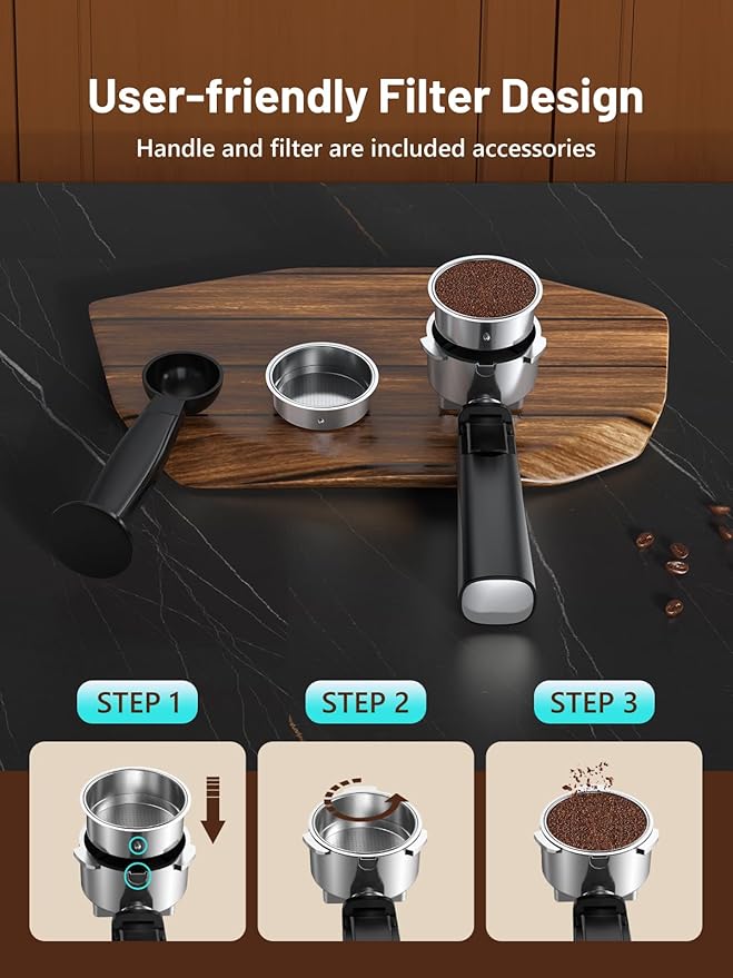 Espresso Machine, 20 Bar Espresso Maker Milk Frother & LCD Panel, Hot & Iced with Rapid Cold Brew, Stainless Steel Espresso Coffee Machine with 41oz Water Tank for Cappuccino, Latte