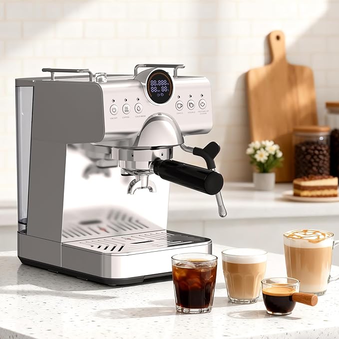 Havato 20 Bar Espresso Machine,Hot & Cold Brew Espresso Coffee Maker with Milk Frother,50oz Water Tank,LCD Display,Single & Double,Cappuccino & Latte Machine for Home