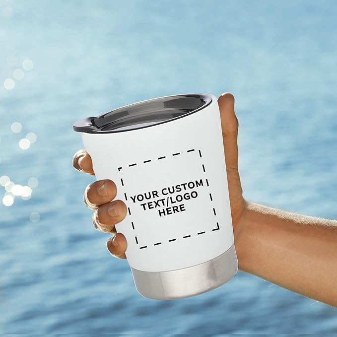 Personalized 12 oz. Itsy Vacuum Insulated Travel Mugs - 12 Pack - Custom Text, Logo - White