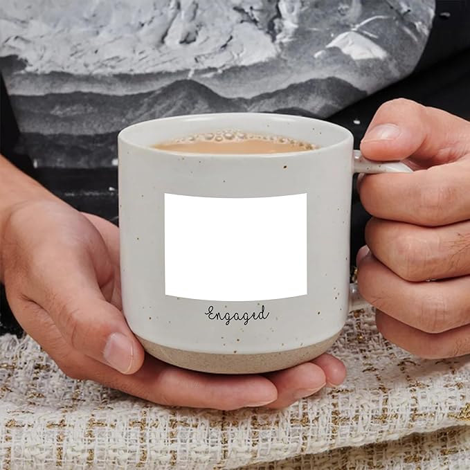 Personalized Engagement Photo Pottery Mug 12oz, Custom Couple Picture Mug with Names & Date, Wedding and Anniversary for Couple