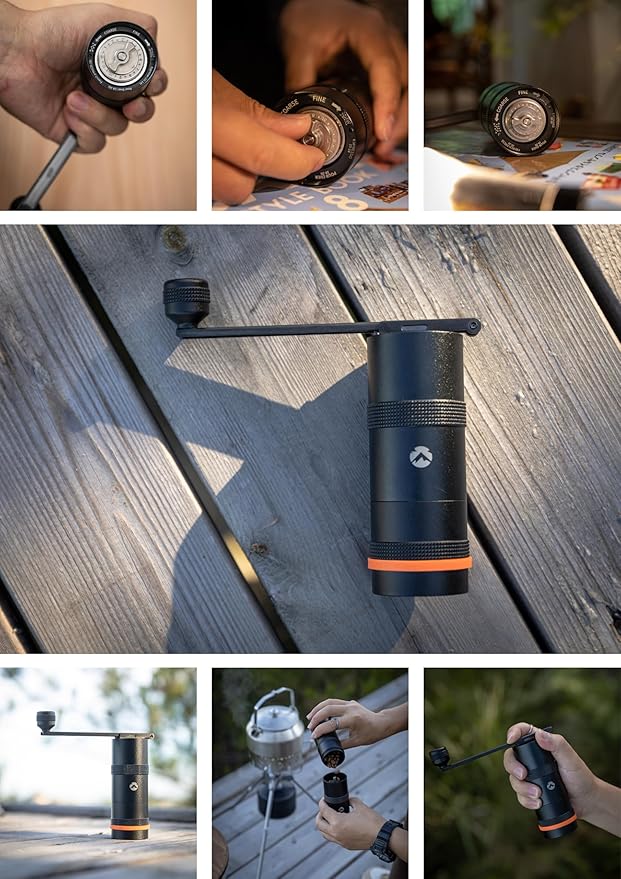 CAMPINGMOON Manual Coffee Grinder Camping Stainless Steel Small Black CC-115-BK