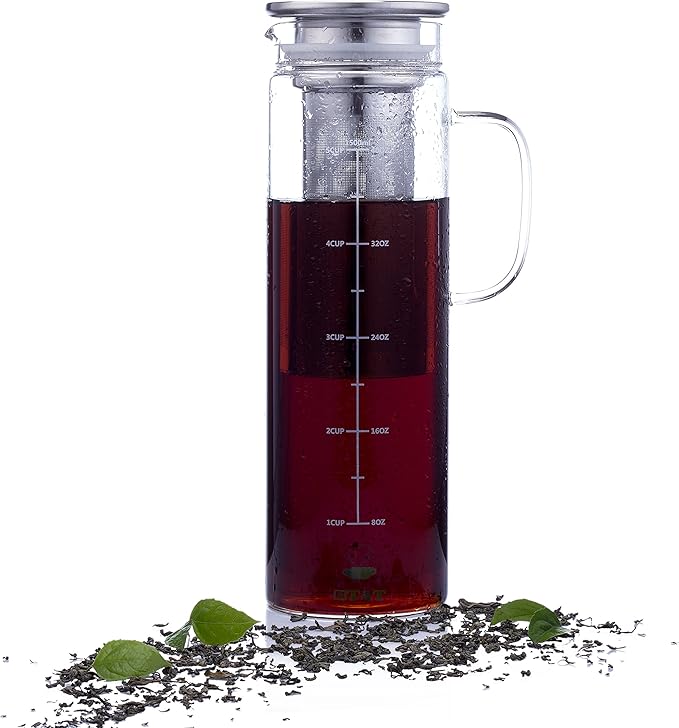 BTaT- Cold Brew Coffee Maker, 1.5 Quart,48 oz Iced Coffee Maker, Iced Tea Maker, Airtight Cold Brew Pitcher, Coffee Accessories, Cold Brew System, Cold Tea Brewing, Coffee Gift