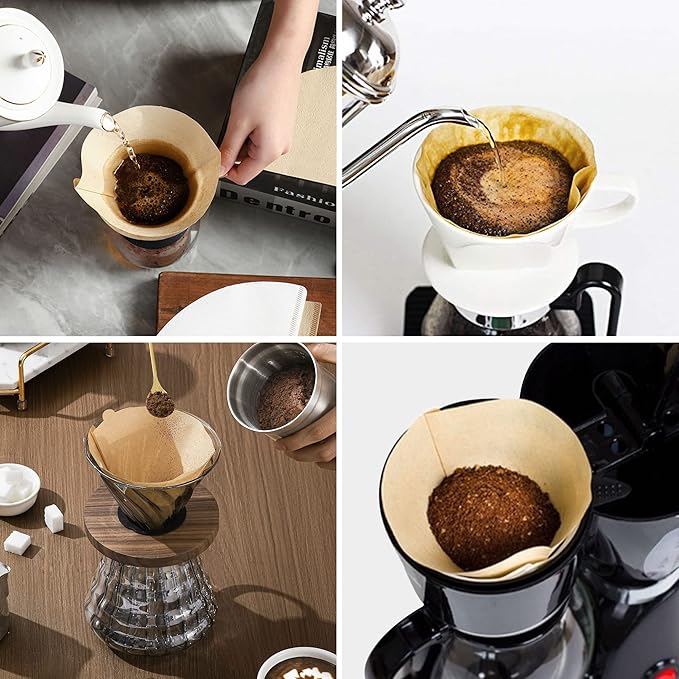Hogurity Coffee Filters #4,200 Count Disposable Coffee Filters 8-12 Cup,No Blowout,Unbleached Natural Coffee Filters 4 Cone Paper for Pour Over Coffer Makers/Coffee Dripper Cones