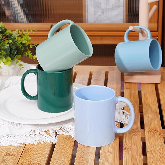 SZNIUSHAO Multi-Coloured Ceramic Mugs Set of 6-11.2 oz / 330ml -Coffee Mugs-Cappuccino-Tea Cups- Hot Chocolate Cups (Cool Color, Large)