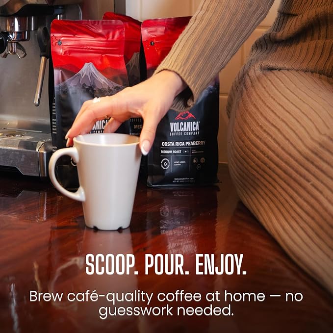 Volcanica Espresso Beans Decaf Coffee, Dark Roast Whole Bean Coffee, Bold Sweet Flavor, Swiss Water Process, Fresh Roasted, Kosher, Vegan, Gluten-Free, 16 oz