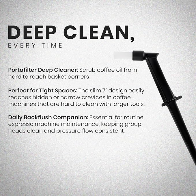 Rattleware Espresso Machine 7β Group Brush with Drip Guard, Coffee Machine Cleaning Tool Slim Efficient Design for Group Head Backflushing Barista Maintenance Coffee Gear