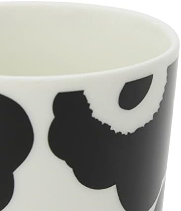 MARIMEKKO Unikko Oiva Stoneware Coffee Cup Set of 2 — Refine Your Kitchen Décor with Our Iconic Black & White Stoneware — Stylish Floral Coffee Cups to Elevate Your Drinking Experience (7oz)