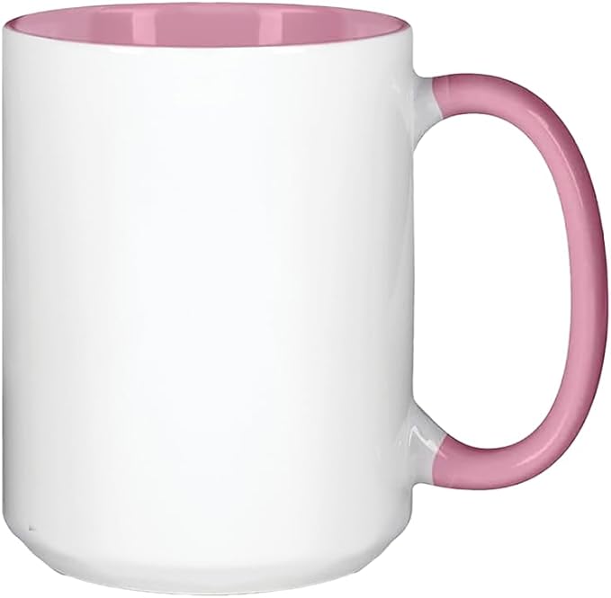 15oz Pink Sublimation Mugs – Blank Ceramic Cups for Heat Transfer Printing – Set of 24 Bulk Mugs for Custom Crafting, Customizable Drinkware