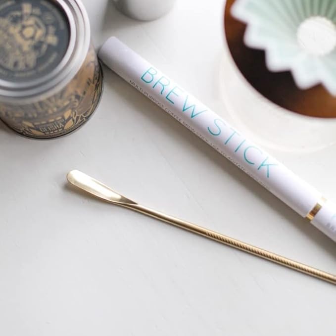 KRUVE Coffee Brew Stick - 8.6 Inch Stainless Steel (Gold) for Agitating Grounds During Brewing with Coffee Stirrers, Coffee Stir Sticks, or Coffee Spoons - Perfect for Pour Over, French Press & More