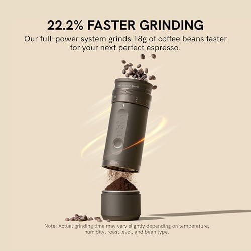 OutIn Nano Portable Electric Espresso Machine with Fino Portable Electric Coffee Grinder, White & White