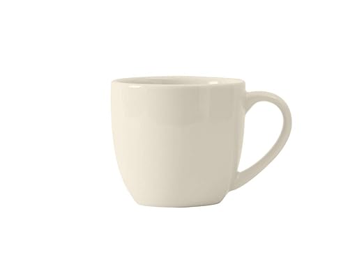 Tuxton China BEM-120A Milano Mug, 12 oz., 3-5/8" dia. x 3-3/8"H, microwave & dishwasher safe, oven proof, fully vitrified, lead-free, ceramic, DuraTux, American White/Eggshell, Pack of 12