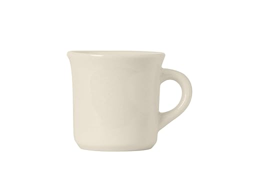 Tuxton China TRE-038 Canton Mug, 9 oz., 3-3/8" Diameter x 3-3/8"H, Microwave and Dishwasher Safe, Oven Proof, Fully Vitrified, Ceramic, DuraTux, Reno/Nevada, American White/Eggshell, Pack of 36