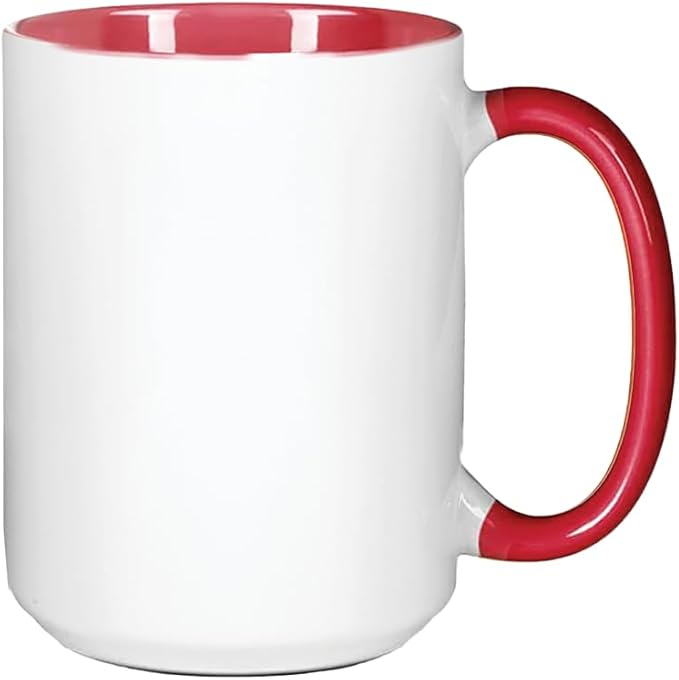 15oz Red Sublimation Mugs – Blank Ceramic Cups for Heat Transfer Printing – Set of 24 Bulk Mugs for Custom Crafting, Customizable Drinkware