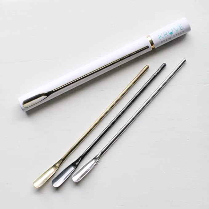 KRUVE Coffee Brew Stick - 8.6 Inch Stainless Steel (Gold) for Agitating Grounds During Brewing with Coffee Stirrers, Coffee Stir Sticks, or Coffee Spoons - Perfect for Pour Over, French Press & More