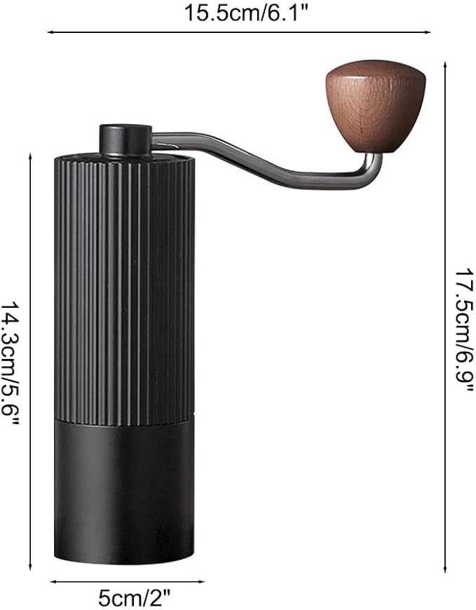Manual Coffee Grinder, Adjustable Hand Espresso Mill with Solid Wood Handle Stainless Steel Conical Burr Machine for French Press Moka Pot