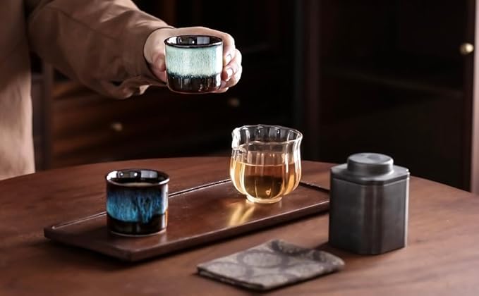 Espresso Cups Set of 6, Demitasse Cups 2.5 Ounces Coffee Mugs, Ceramic Teacups Japanese Tea Cups, Chinese Tea Cups (mixed interior&exterior)