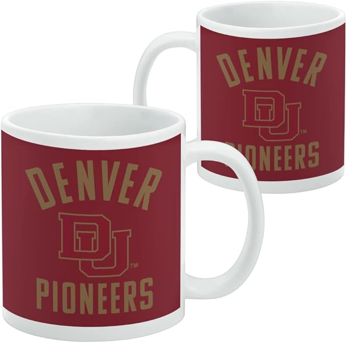 University of Denver Pioneers Ceramic Coffee Mug, Novelty Gift Mugs for Coffee, Tea and Hot Drinks, 11oz, White