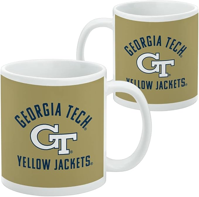 Georgia Tech Yellow Jackets Ceramic Coffee Mug, Novelty Gift Mugs for Coffee, Tea and Hot Drinks, 11oz, White
